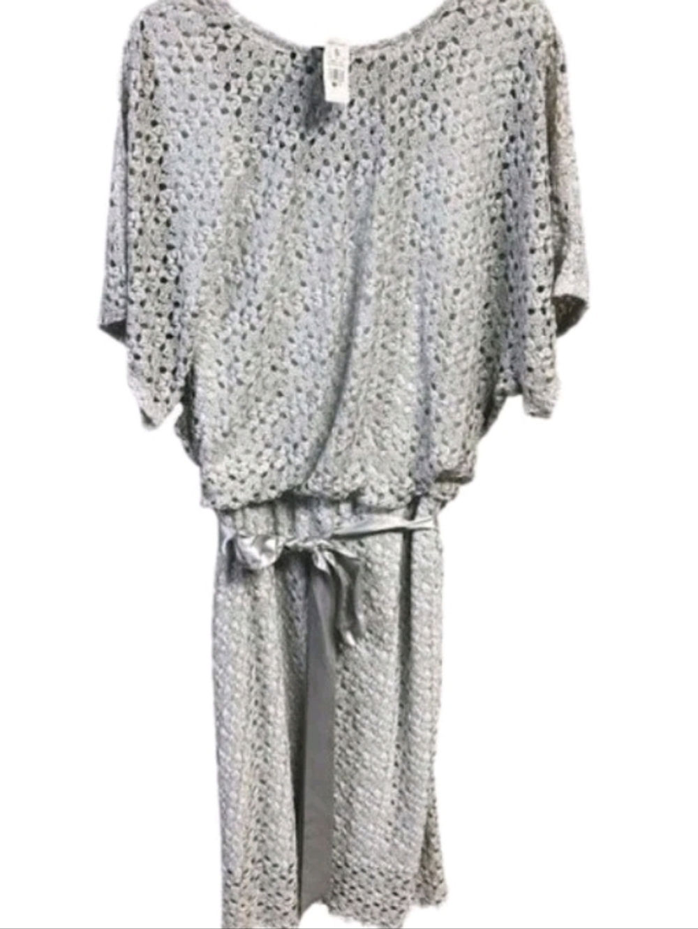 NWT Ashley Stewart Silver Embroidered Cold Shoulder Dress 14W
